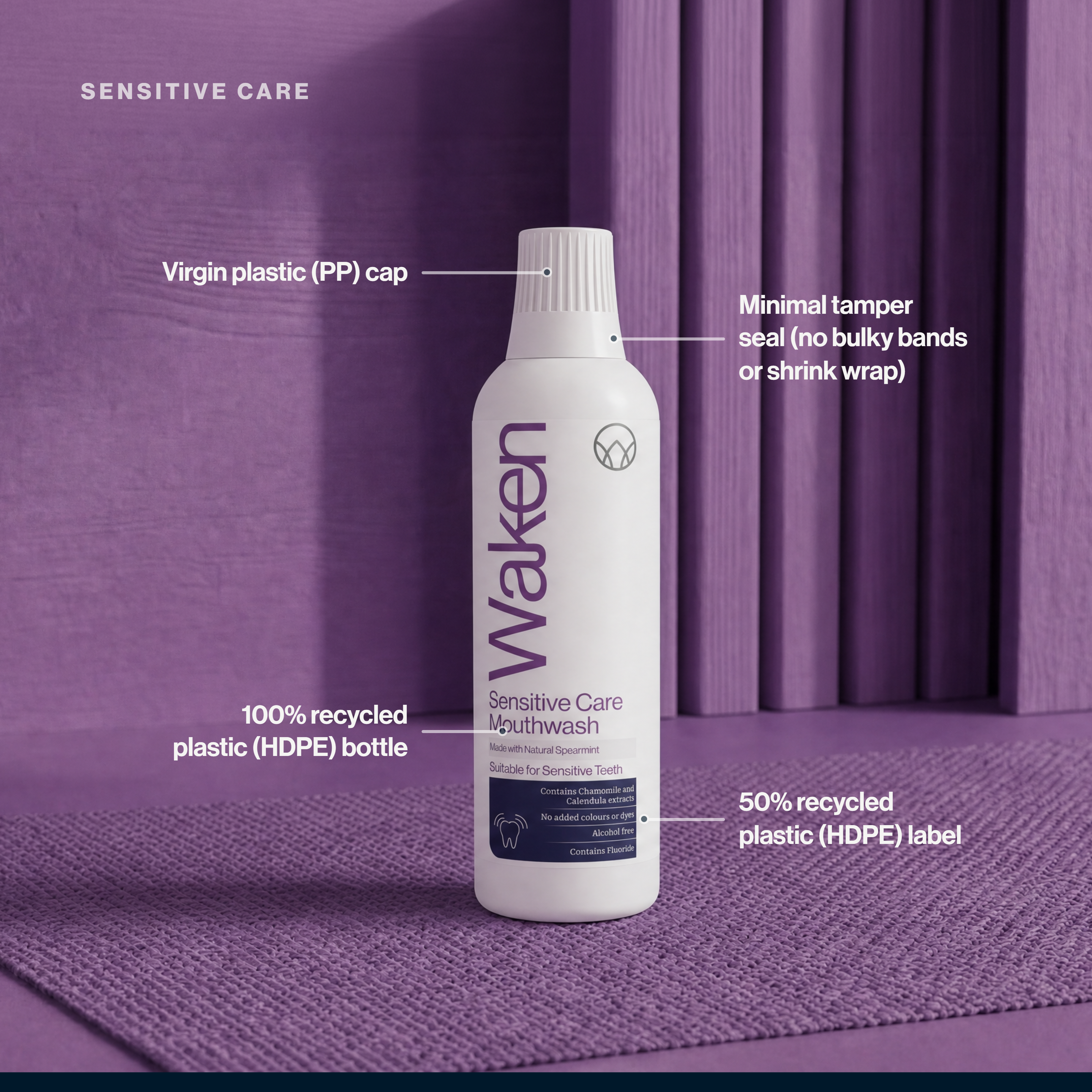 Waken Sensitive Care Mouthwash 500ml