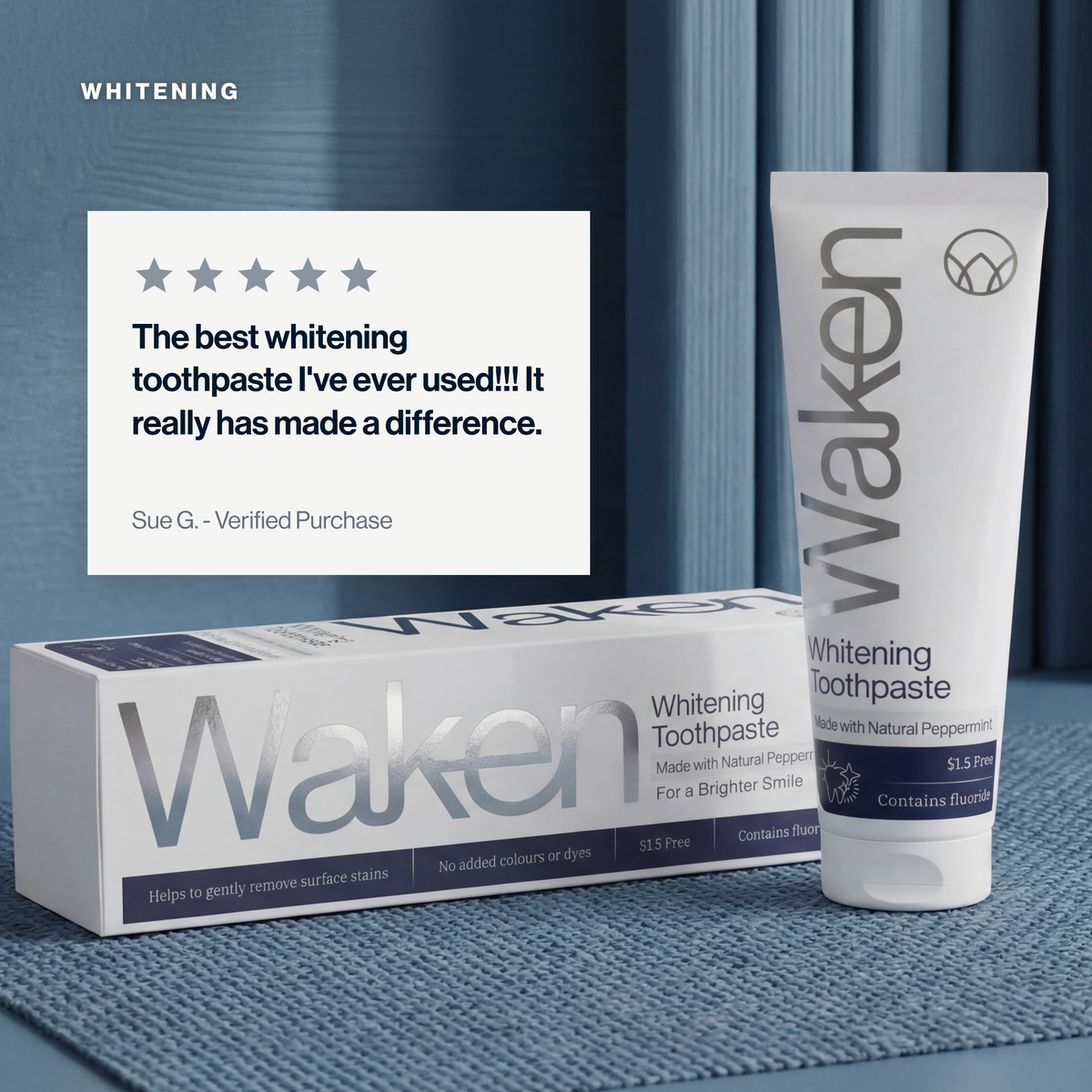 Whitening Toothpaste 75ml | Plant Enzymes, Peroxide-Free – Waken Mouthcare